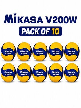 Mikasa V200W 2019 Official FIVB Indoor Volleyball - Blue/Yellow (pack of 10)